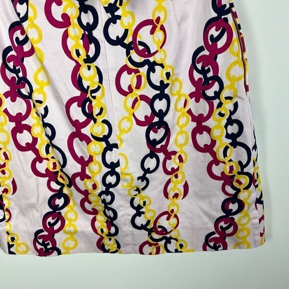 Britt Ryan Strapless Mini Dress Chain Print Preppy White Pink Navy Yellow 2 - Picture 8 of 12
